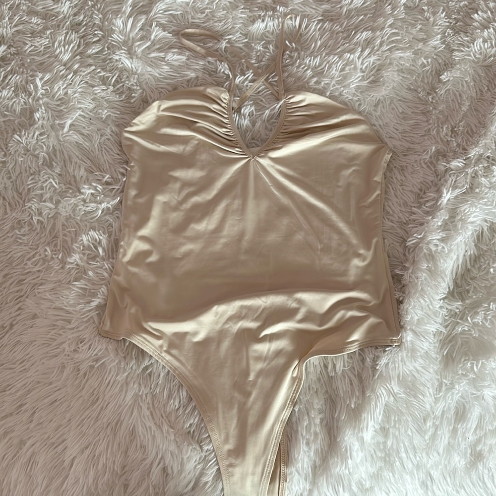 Cream silky bodysuit
